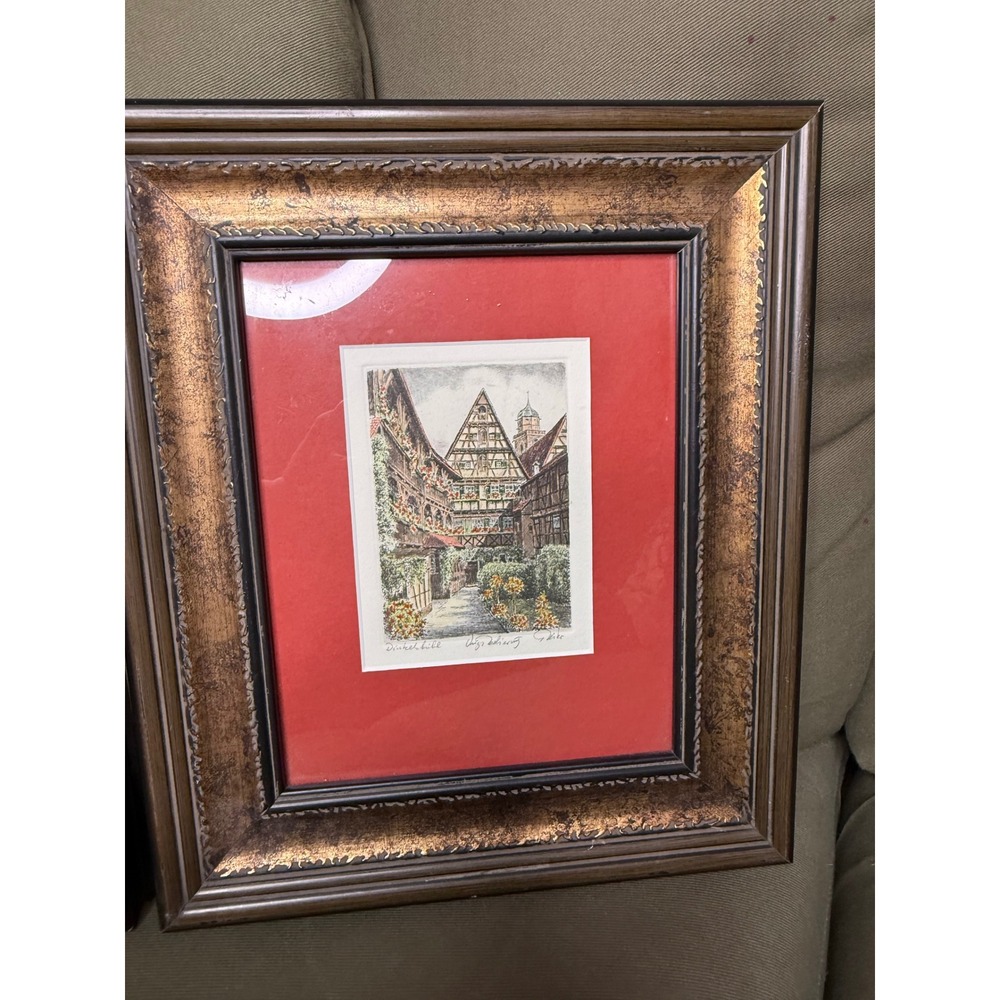 Pair of Signed Inge Reith & G. Miko Etchings Dinkelsbühl Germany Medieval Town - Picture 7 of 13